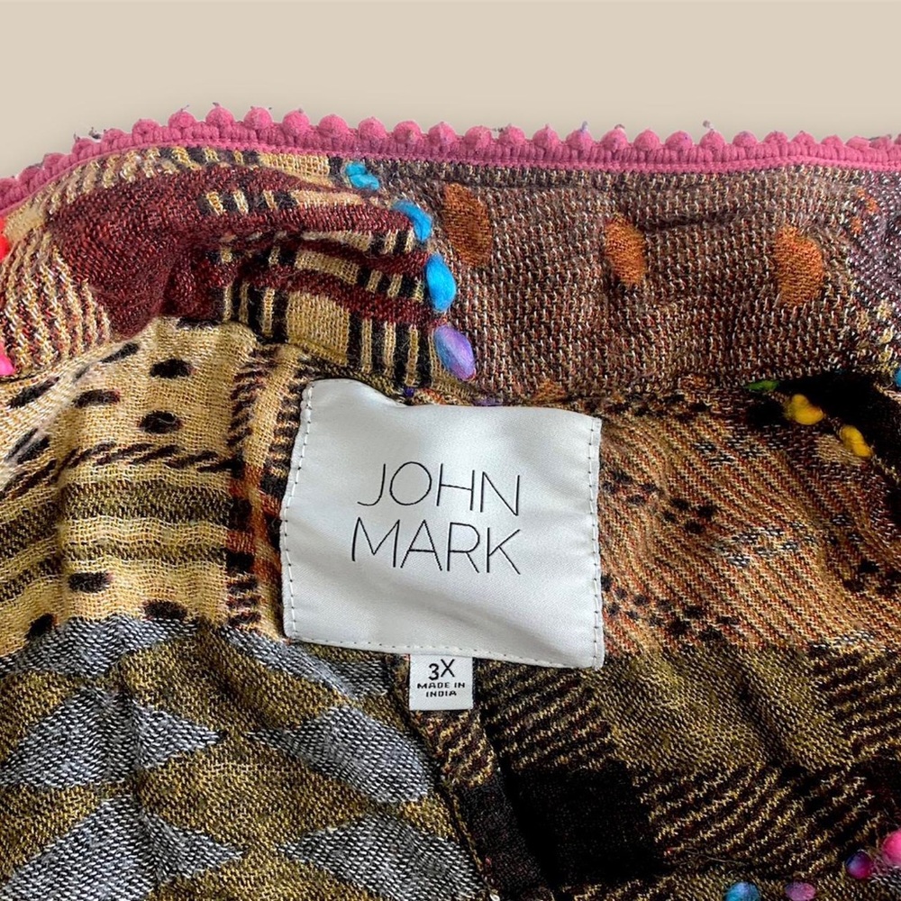 John Mark Patchwork And Rainbow Yarn Cardigan 3xl - image 4